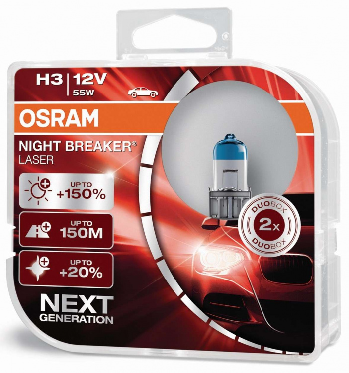 OSRAM H3 12V 55W NIGHT BREAKER® LASER +150% mehr Helligkeit Set - 2 Stück